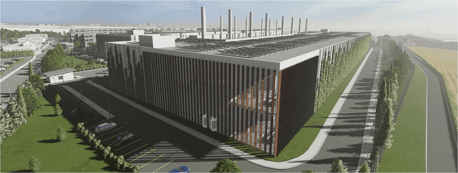 Power-adaptive data center campus exterior